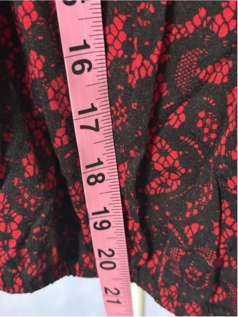 Red Black Lace Print Top Blouse Whimsigoth Gothic Witchy Bubble Hem Cotton M L - Picture 3 of 5